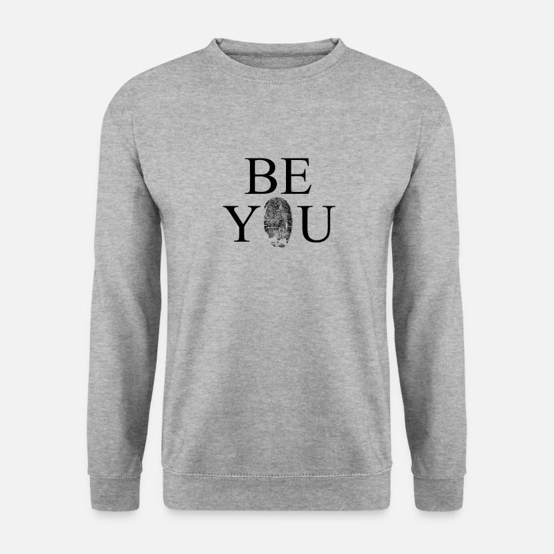 Be You white fingerprint lettering - Unisex Pullover - WeiĂgrau meliert