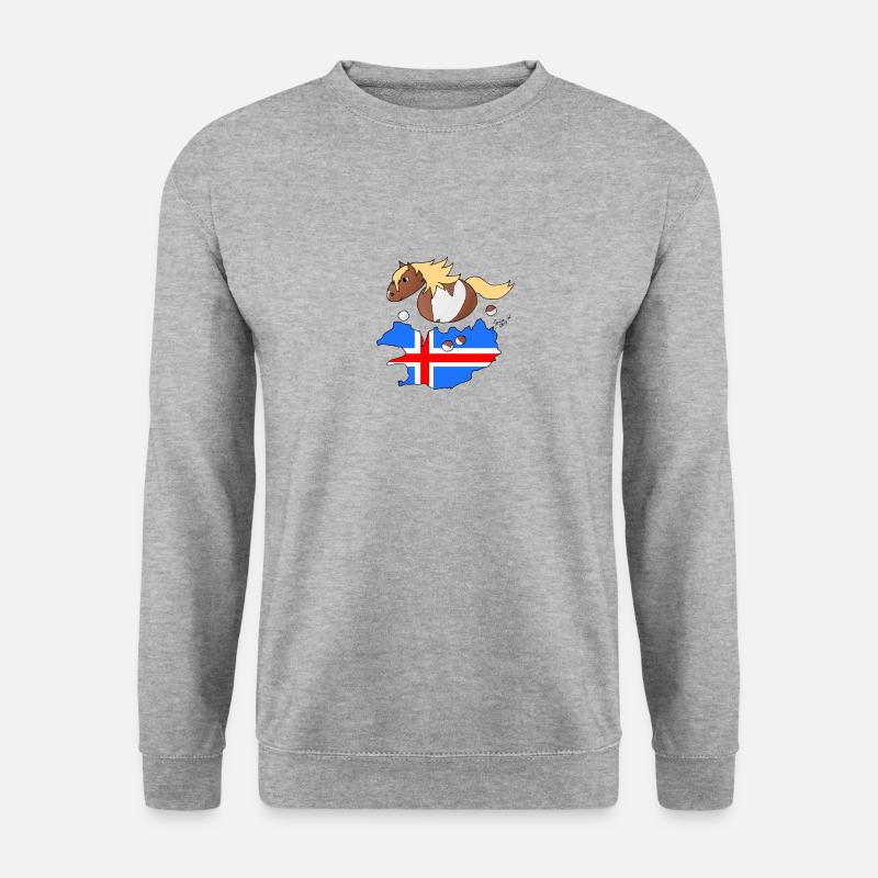 Islandpony Kjarkur - Unisex Pullover - Weißgrau meliert