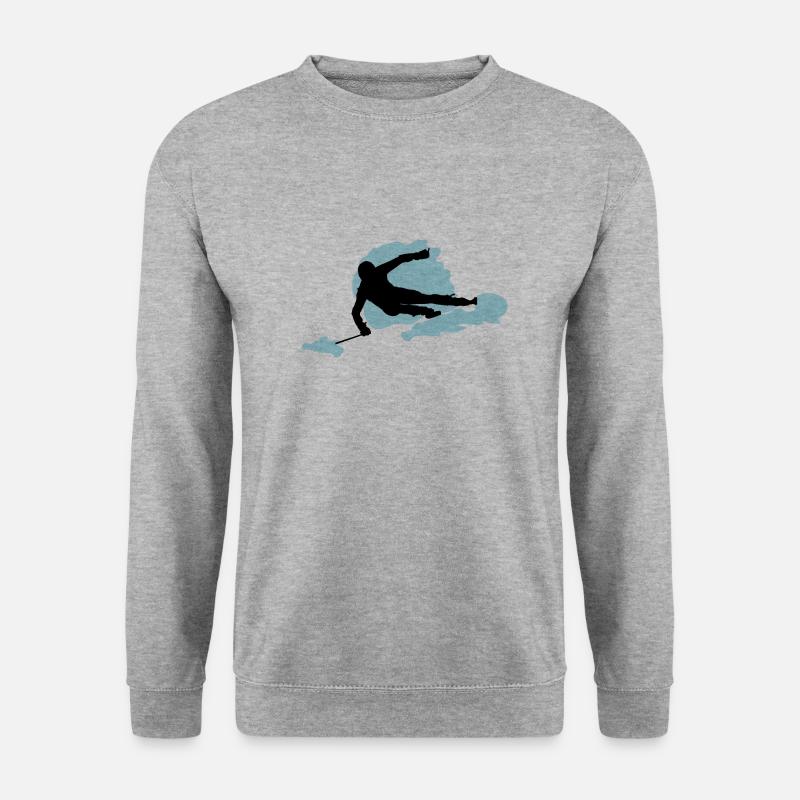Skifahrer - Unisex Pullover - Weißgrau meliert