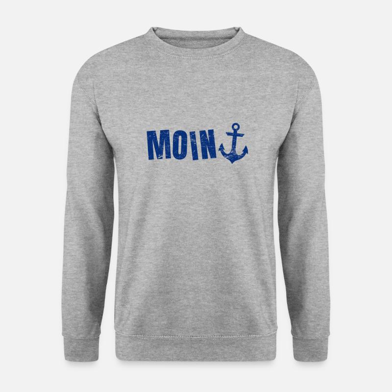 moin maritime Begrüßung Anker Küste Urlaub - Unisex Pullover - Weißgrau meliert