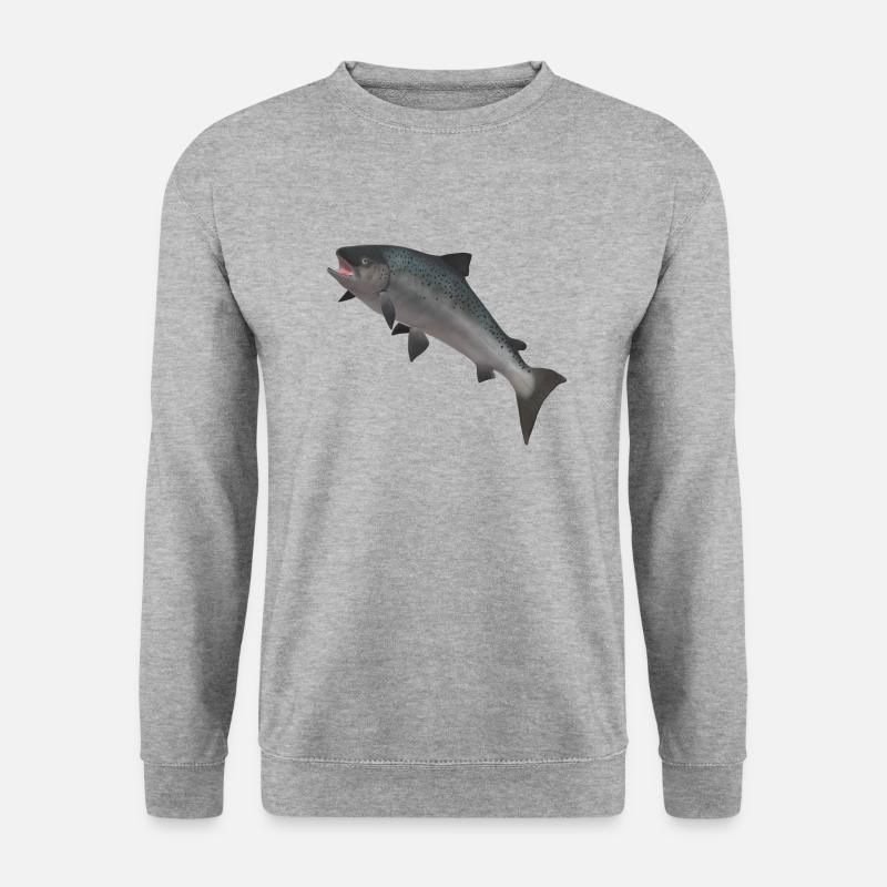 3D Wildlachs - Unisex Pullover - Weißgrau meliert
