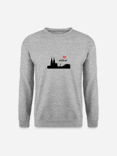 Ich liebe Köln - Silhouette Kölner Dom - Heimat - Unisex Pullover - Weißgrau meliert