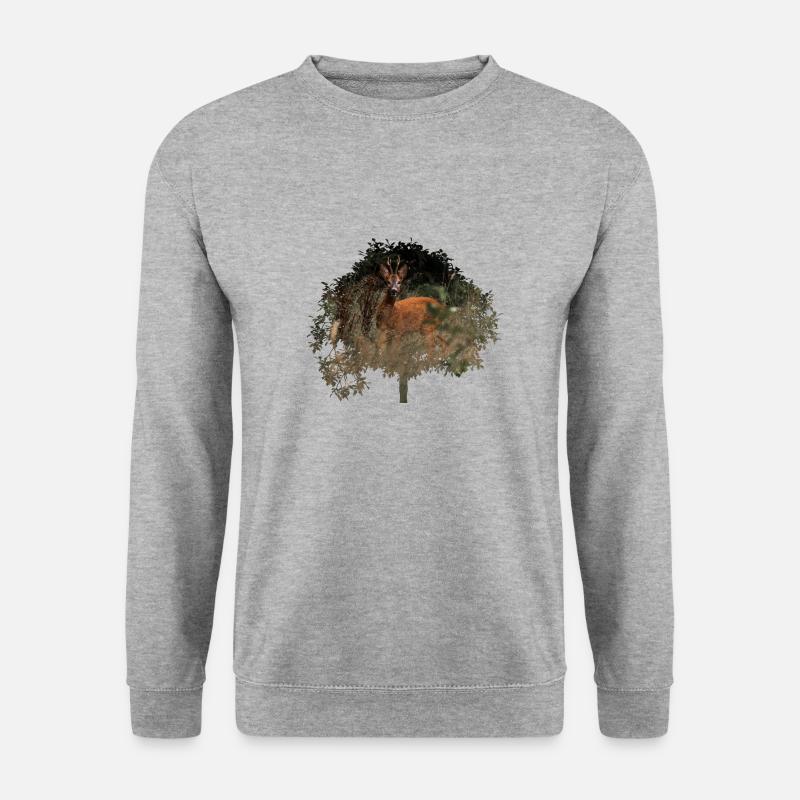 wunderschöner Rehbock im Wald - Unisex Pullover - Weißgrau meliert