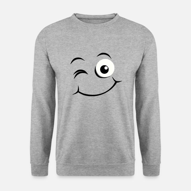 Emoji Glückliches Gesicht - Unisex Pullover - Weißgrau meliert
