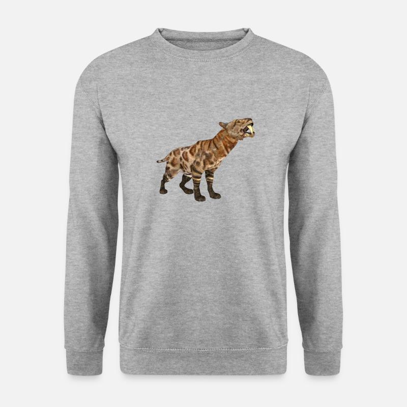 Säbelzahnkatze Smilodon - Unisex Pullover - Weißgrau meliert