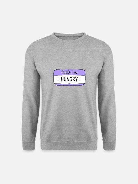 Hallo, ich bin hungrig, lustiges T-Shirt - Unisex Pullover - Weißgrau meliert