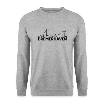 Bremerhaven avec skyline - Sweat-shirt Unisexe - gris chiné - Devant - Alina (178cm) & Michal (187cm)