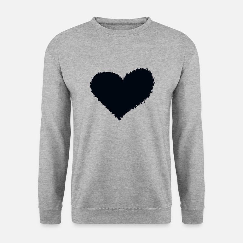 Herz brennend schwarz - Unisex Pullover - Weißgrau meliert