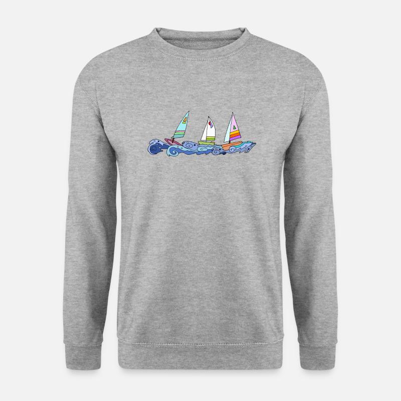 Segelboote - Unisex Pullover - Weißgrau meliert