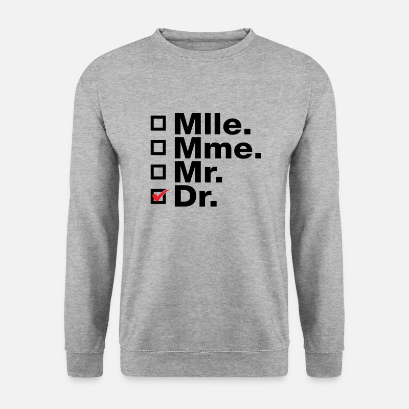 Fräulein, Frau, Herr Dr. Check! - Unisex Pullover - Weißgrau meliert