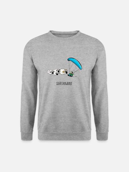 Gleitschirm Schäfchen paragliding Wolken - Unisex Pullover - Weißgrau meliert