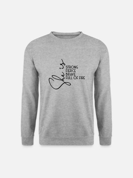 Stark, mutig & voller Feuer - Unisex Pullover - Weißgrau meliert