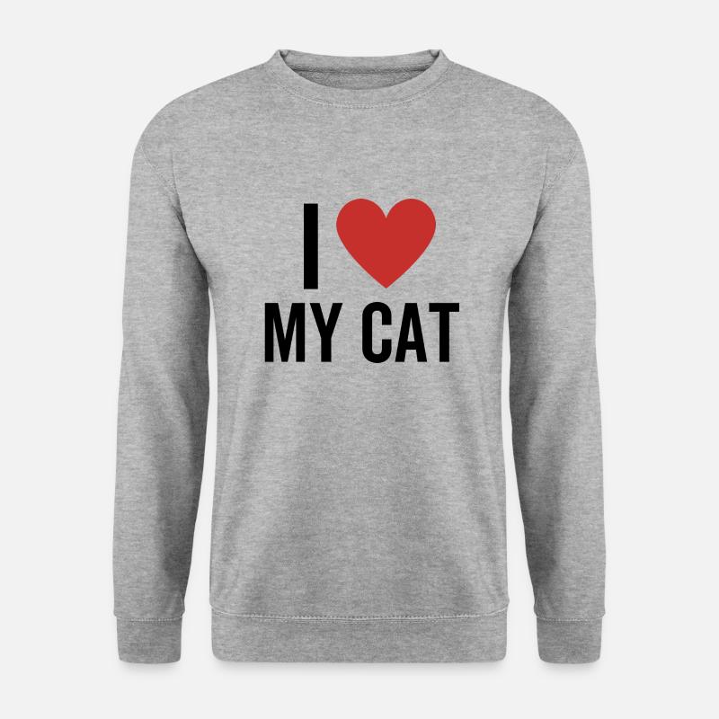 I Love My Cats - Unisex Pullover - Weißgrau meliert