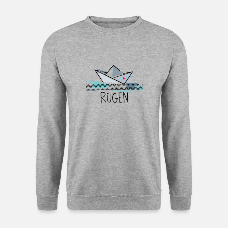 Papierschiff Rügen Urlaub am Meer - Unisex Pullover - Weißgrau meliert