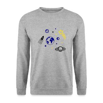 universe - Unisex Sweatshirt - salt & pepper - Front - Alina (178cm) & Michal (187cm)