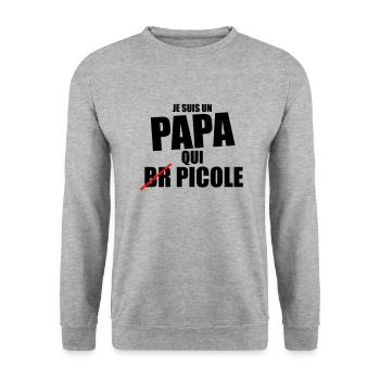 je suis papa qui picole - cadeau papa anniversaire - Sweat-shirt Unisexe - gris chiné - Devant - Alina (178cm) & Michal (187cm)