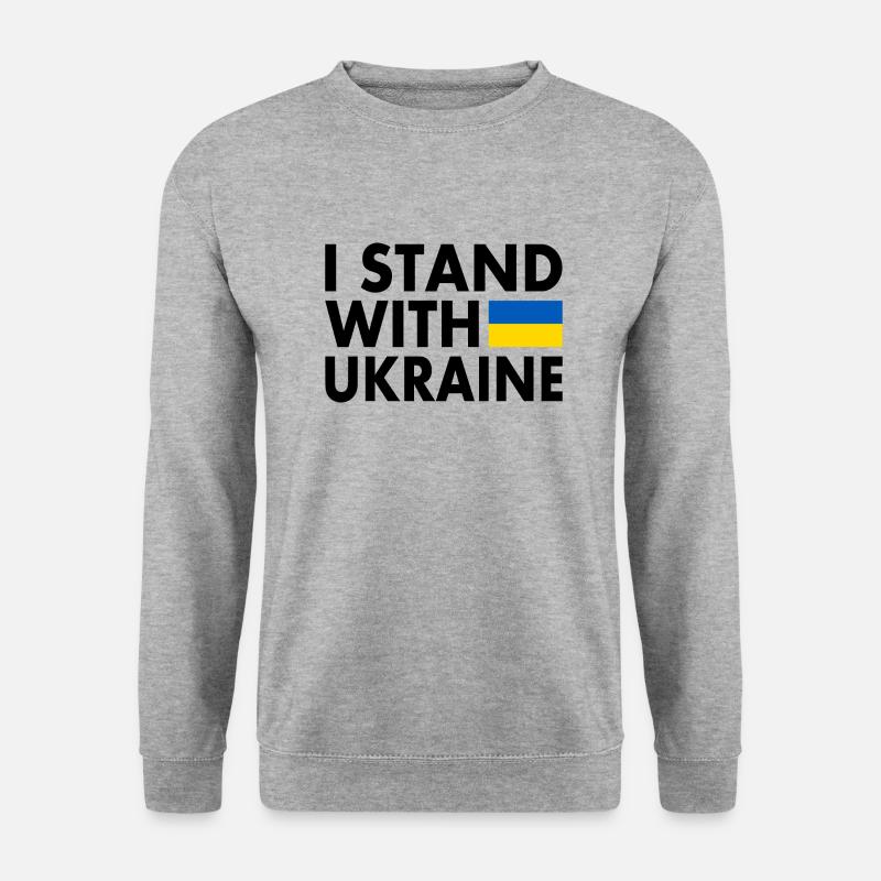 I stand with ukraine - Unisex Pullover - Weißgrau meliert