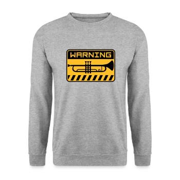 Warning Trompete Musik - Unisex Pullover - Weißgrau meliert - Vorne - Alina (178cm) & Michal (187cm)