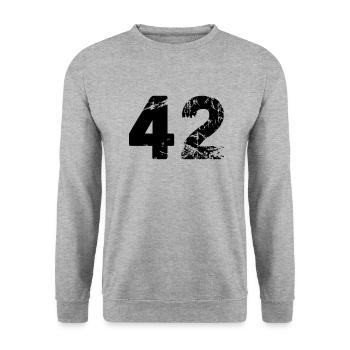 42 - Unisex Sweatshirt - salt & pepper - Front - Alina (178cm) & Michal (187cm)