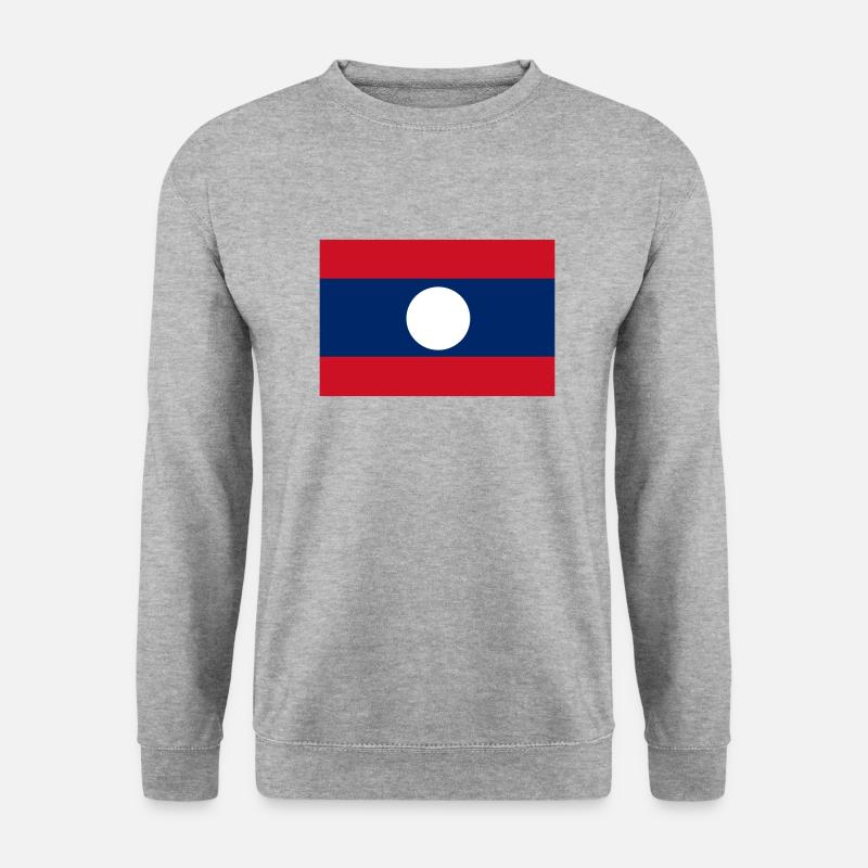 Flagge von Laos - Unisex Pullover - Weißgrau meliert