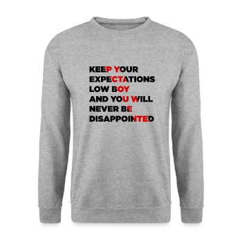 Gaming Experiences - Expectations Boy - Unisex Pullover - Weißgrau meliert - Vorne - Alina (178cm) & Michal (187cm)