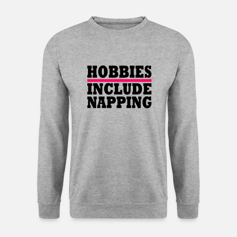 Hobbies include napping - Unisex Pullover - Weißgrau meliert