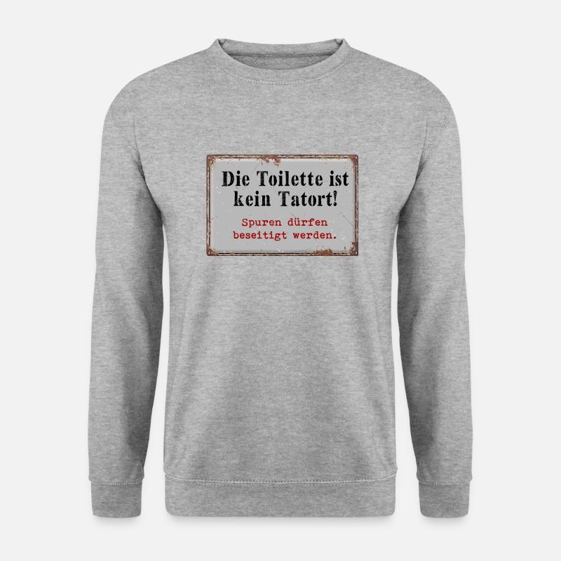 Die Toilette ist kein Tatort - Unisex Pullover - Weißgrau meliert