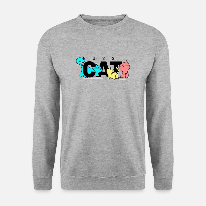 pussi cats schwarz - Unisex Pullover - Weißgrau meliert