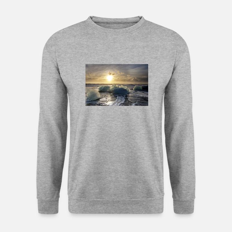 Isländischer Strand - Unisex Pullover - Weißgrau meliert