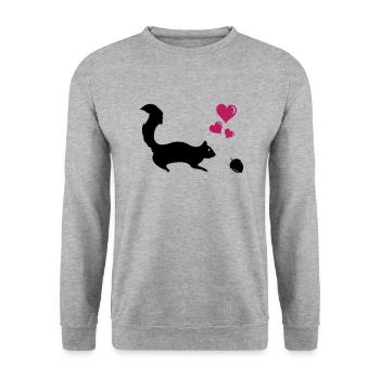 Eichhörnchen Love - Unisex Pullover - Weißgrau meliert - Vorne - Alina (178cm) & Michal (187cm)