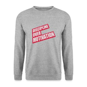 discipline over motivation quote - Unisex Sweatshirt - salt & pepper - Front - Alina (178cm) & Michal (187cm)