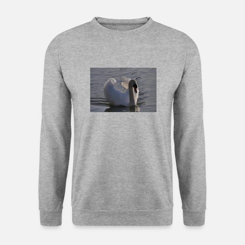 Schwan Poster - Unisex Pullover - Weißgrau meliert