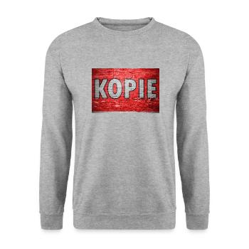 Kopie Ziegelsteinmauer Graffiti - Unisex Pullover - Weißgrau meliert - Vorne - Alina (178cm) & Michal (187cm)