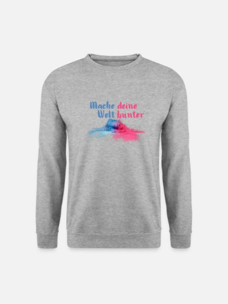 Mache deine Welt bunter - Unisex Pullover - Weißgrau meliert
