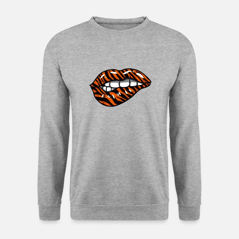 Tiger Lippen - Unisex Pullover - Weißgrau meliert