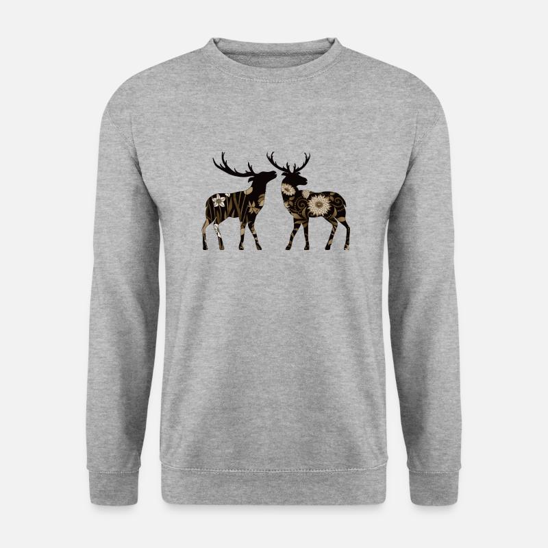 Hirsch - Unisex Pullover - Weißgrau meliert