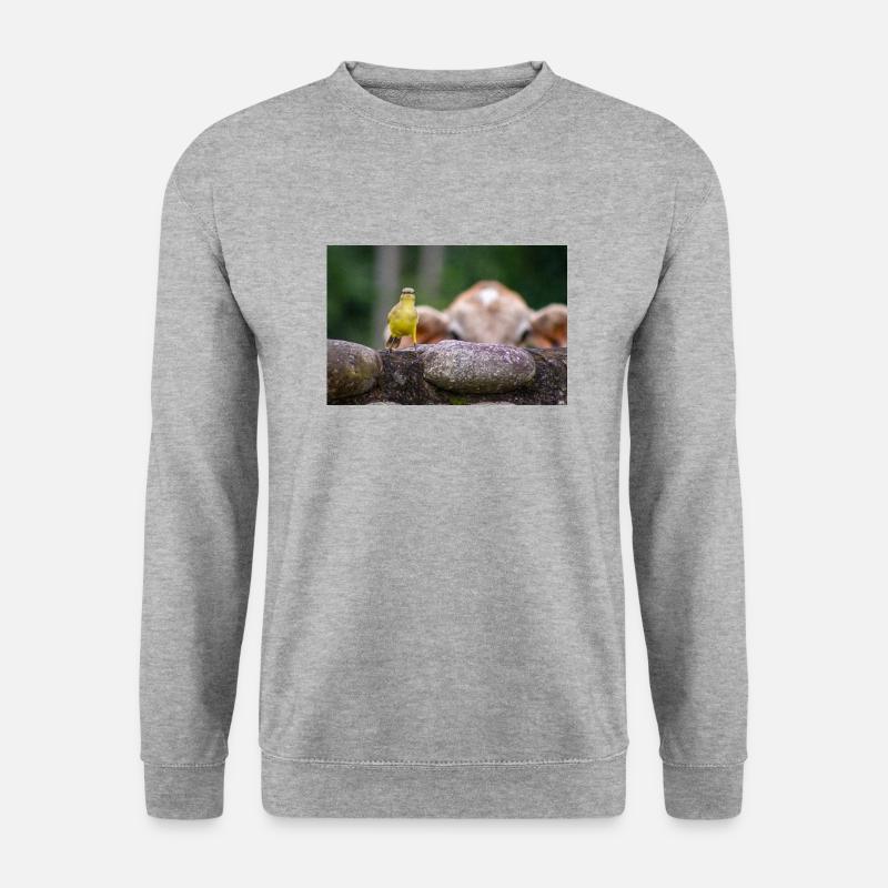 Der Vogel und das Kalb - Unisex Pullover - Weißgrau meliert