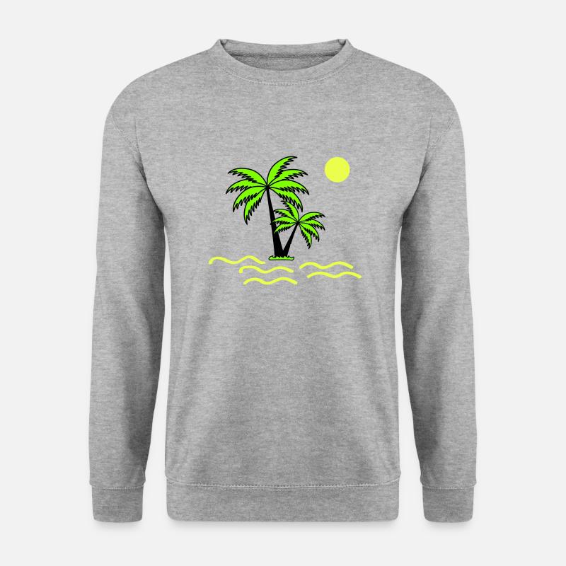 Palmen - Unisex Pullover - Weißgrau meliert