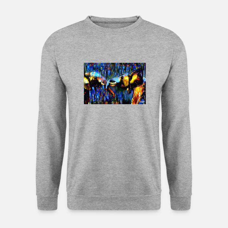 help for elephants 15 - Unisex Pullover - Weißgrau meliert