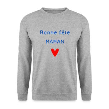 BONNE FÊTE. FÊTE DES MÈRES. FÊTE DES PÈRES. FÊTE - Sweat-shirt Unisexe - gris chiné - Devant - Alina (178cm) & Michal (187cm)