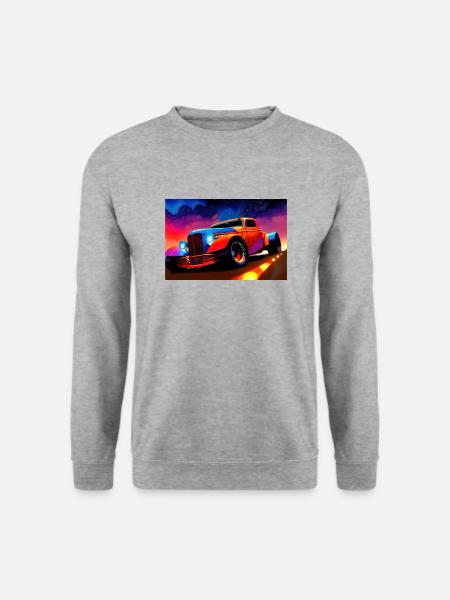 Hot Rod Sportwagen im Sonnenuntergang - Unisex Pullover - Weißgrau meliert