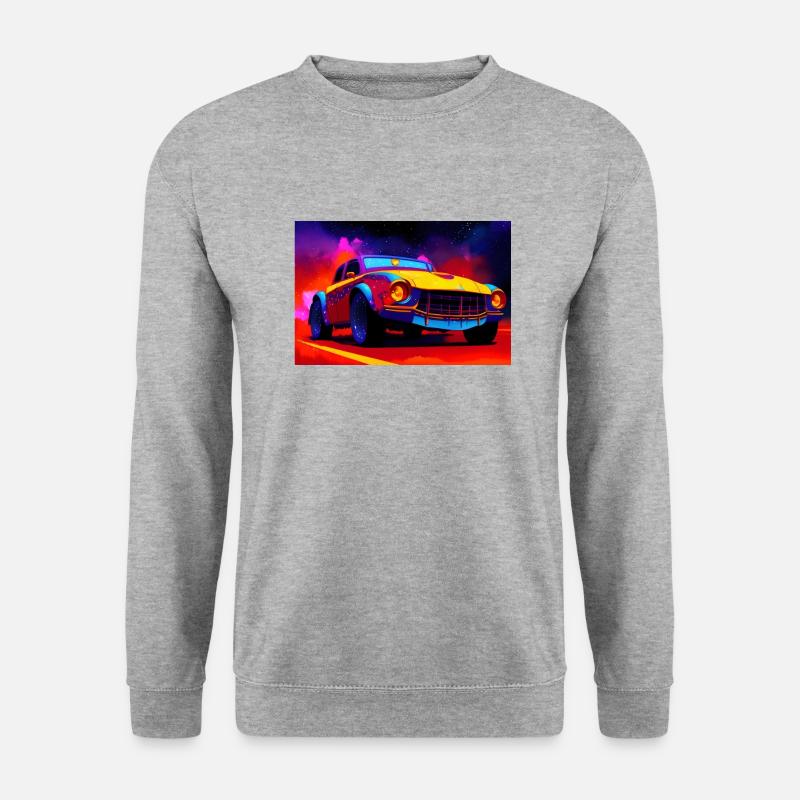 Retro Car Oldtimer 1980er bunt - Unisex Pullover - Weißgrau meliert