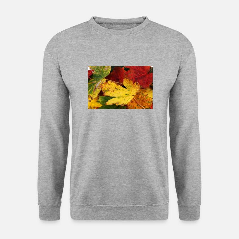 Herbstblätter - Unisex Pullover - Weißgrau meliert