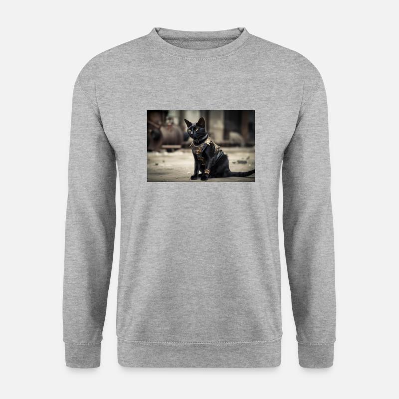 Cat Black - Unisex Pullover - Weißgrau meliert