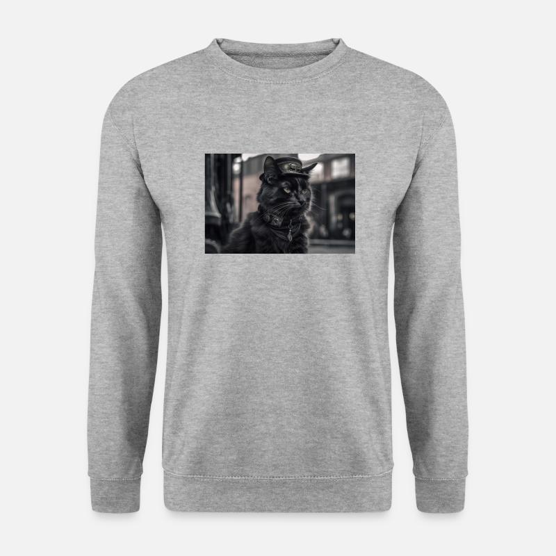 Cat Black3 - Unisex Pullover - Weißgrau meliert