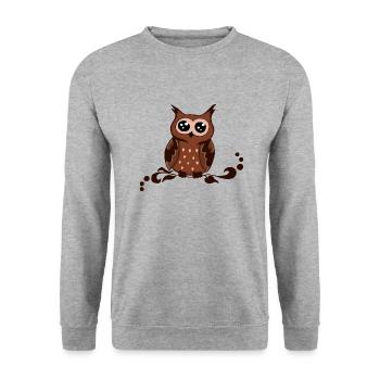 alles Eule braun - Unisex Pullover - Weißgrau meliert - Vorne - Alina (178cm) & Michal (187cm)