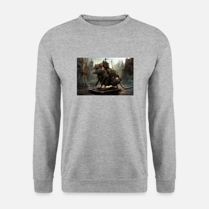 Ratte City 2 - Unisex Pullover - Weißgrau meliert