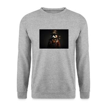 Panda - Unisex Pullover - Weißgrau meliert - Vorne - Alina (178cm) & Michal (187cm)