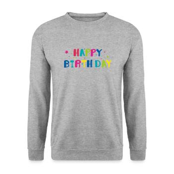 Joyeux anniversaire typo - Sweat-shirt Unisexe - gris chiné - Devant - Alina (178cm) & Michal (187cm)