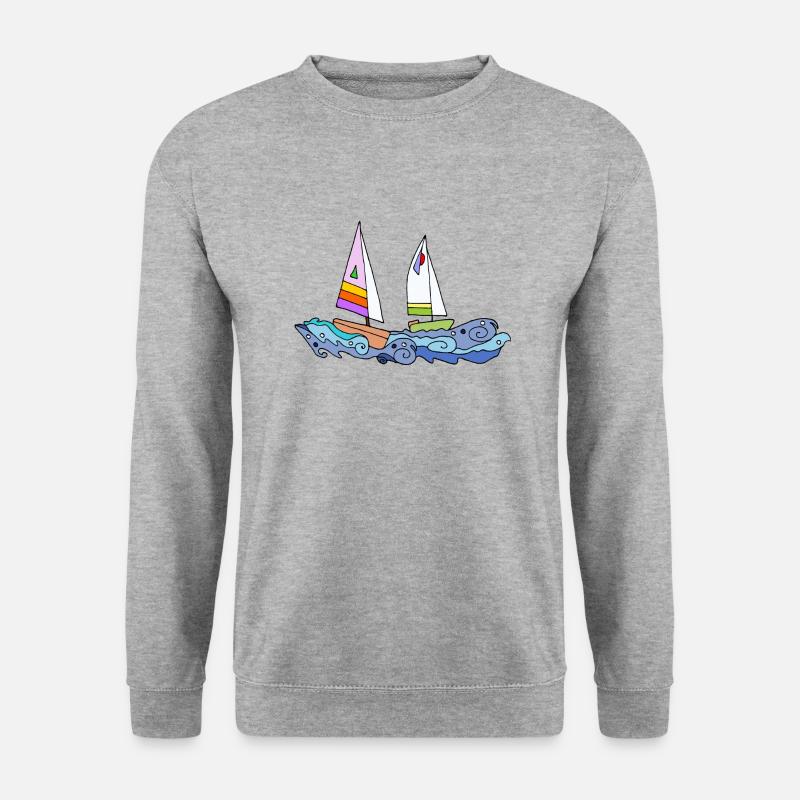Segelboote - Unisex Pullover - Weißgrau meliert